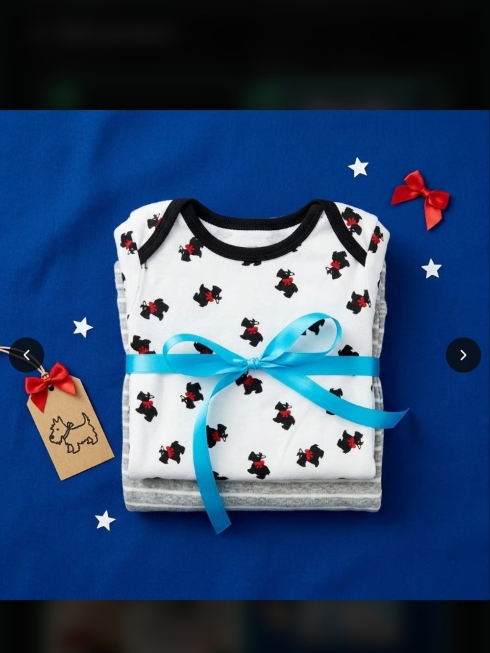 Fisher-Price White Pajama Set with Black and Red Dog Print